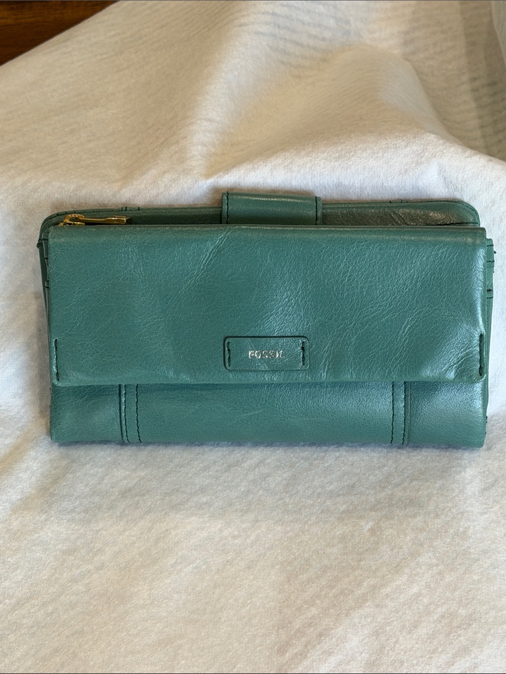 Fossil Vintage Leather Wallet Green/Teal Excellent Condition